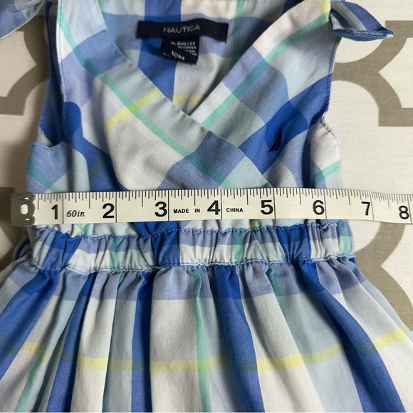 Nautica Baby Girl Blue Plaid Sundress with Bloomers Sz 12M - Picture 6 of 7